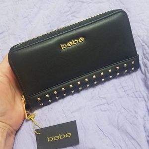 Brooklyn Zip Wallet - Gold Studded Black/Gold